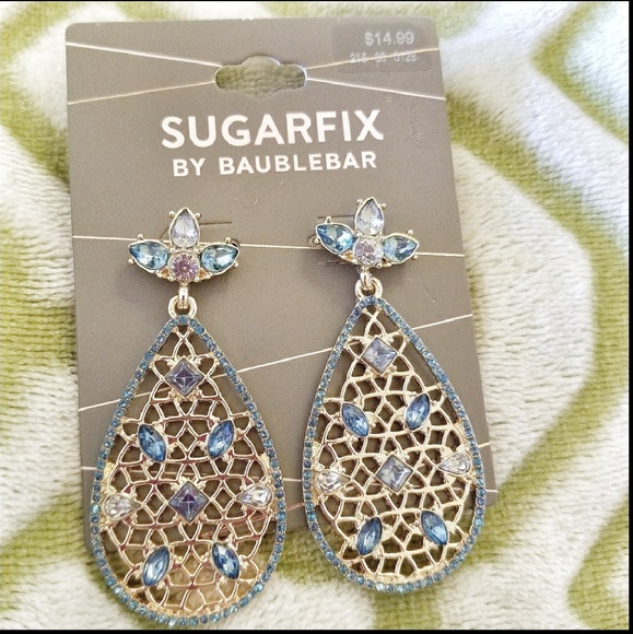 NWT Blue rhinestone earrings - Picture 2 of 3